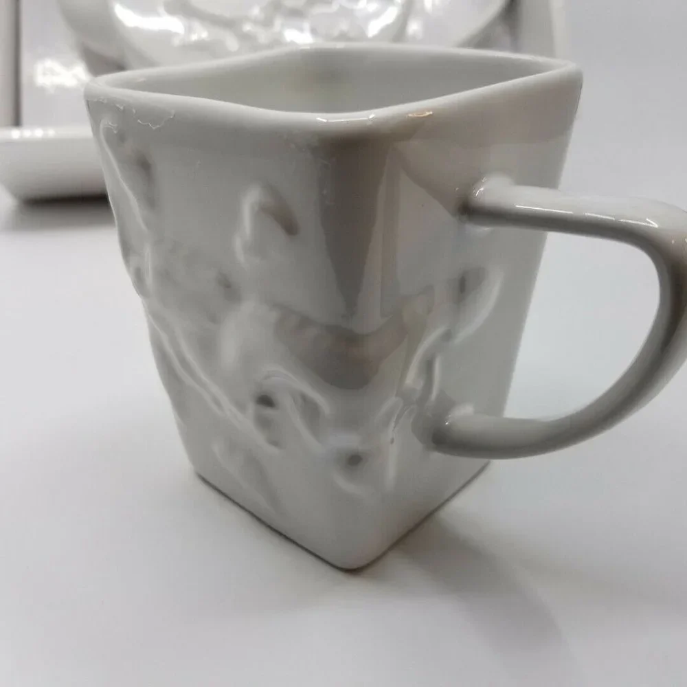 Z Gallerie White Chinese Dragon Tea Pot Set w Mugs White OPEN BOX